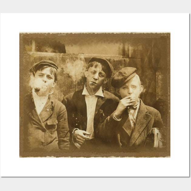 Smoking Newsies 1910 - Boys smoking St. Louis, Missouri Wall Art by pocketlama